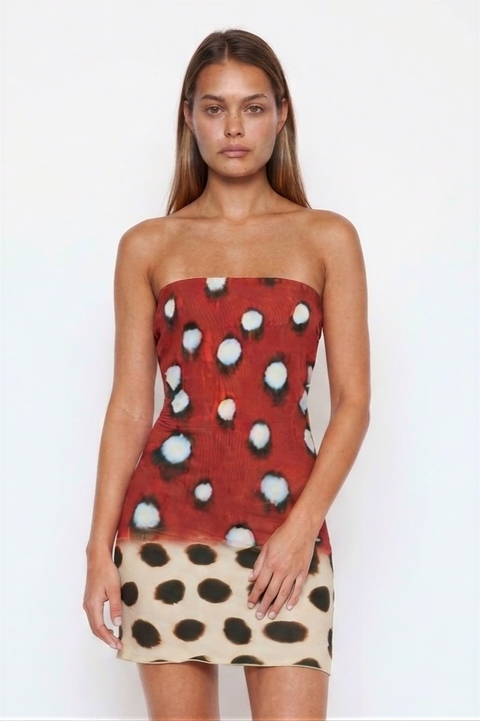 Strapless Printed Mini Dress