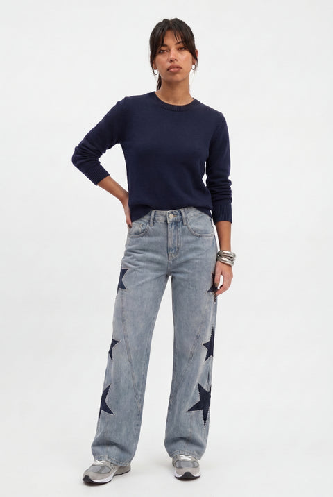 Embellished Star Wide-Leg Pants