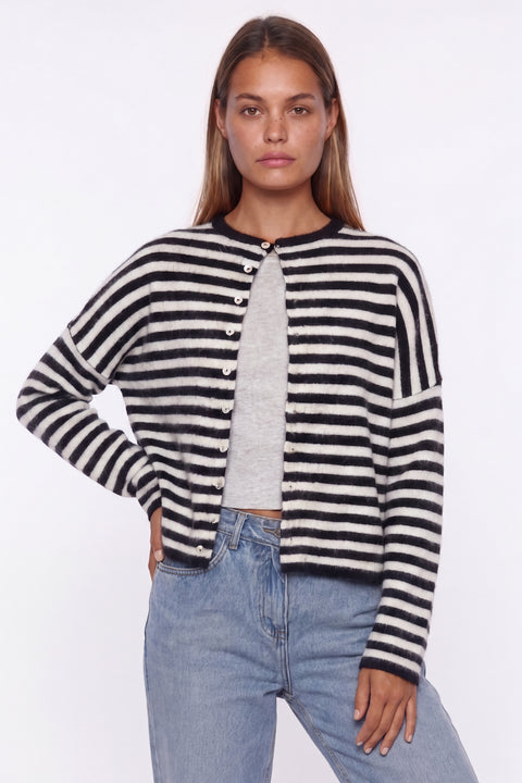 The Classic Striped Cashmere-Blend Cardigan