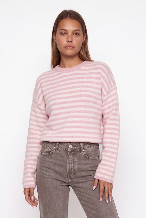 Oversized Striped Knit Crewneck Sweater