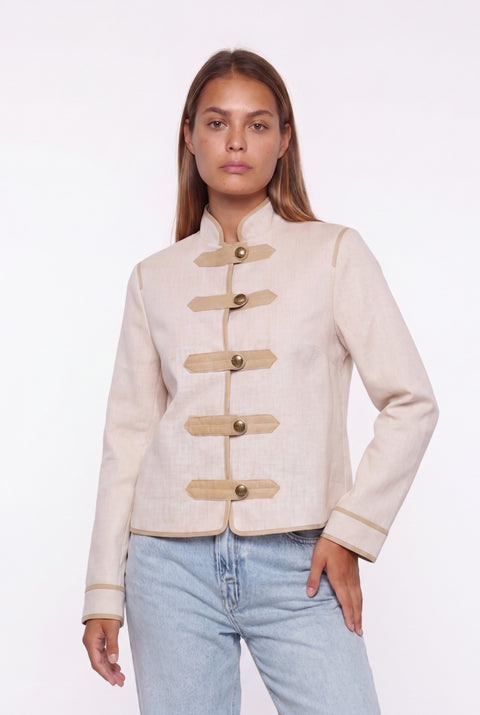 Structured Mandarin Collar Military Jacket