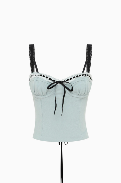 Contrast Trim Corduroy Bustier Top