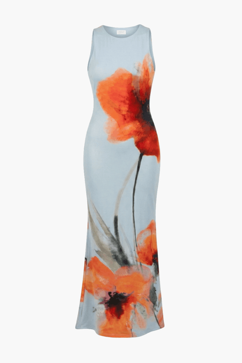 Light Blue Floral Maxi Dress
