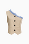 Cream Button-Front Waistcoat Top