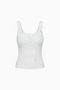 White Teardrop Crystal Embellished Ribbed Tank Top