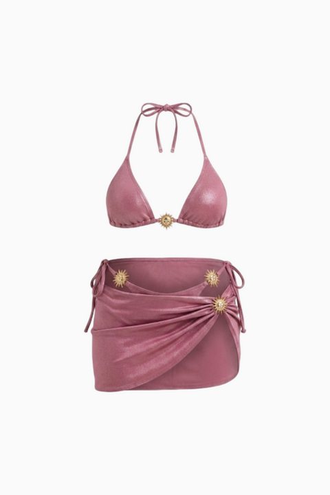 Pink Shimmer Sun Charm 3-Piece Bikini