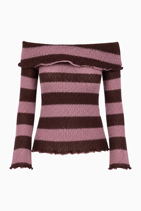 Striped Off-the-Shoulder Knit Top