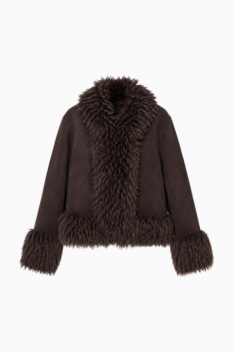 Shearling Trimmed Suede Jacket