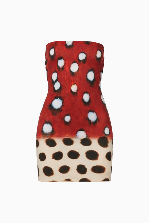Strapless Printed Mini Dress