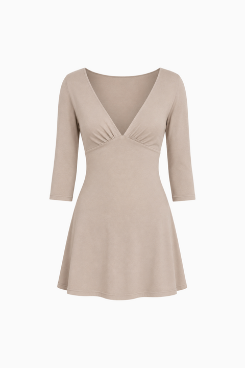 Baby Pink V-Neck Empire Waist Mini Dress