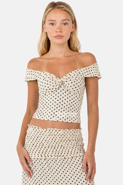 Off-Shoulder Polka Dot Set
