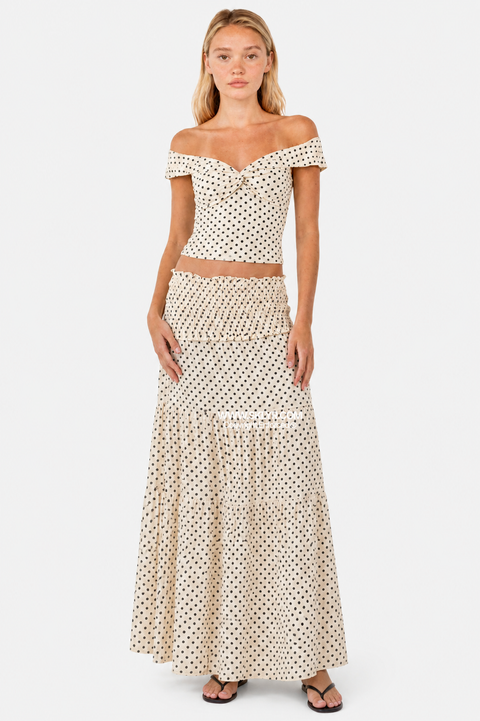 Off-Shoulder Polka Dot Set
