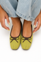 Matcha Green Fabric Ballerina Flats