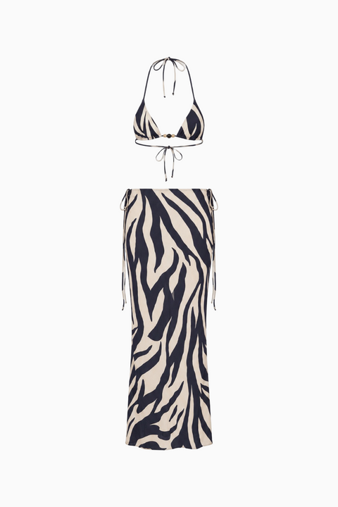 Zebra Print 3-Piece Sheer Mesh Set Bikini