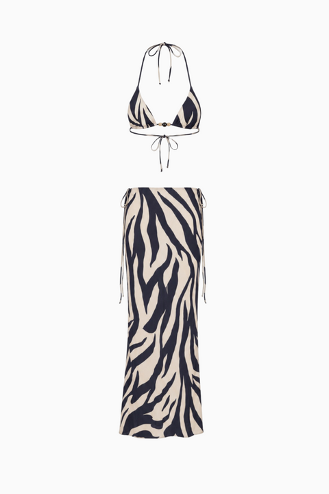 Zebra Print 3-Piece Sheer Mesh Set Bikini