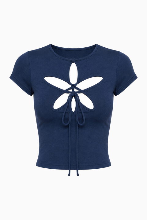 Women's Heather Navy Blue Petal Top