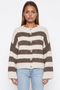 Chunky Two-Tone Striped Knit Cardigan