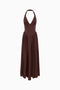 Brown Halterneck Scuba Maxi Dress