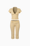 Yellow & White Striped Two-Piece Capri Set
