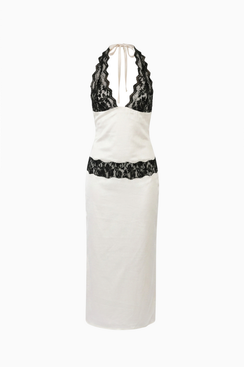 Black & White Contrast Midi Dress