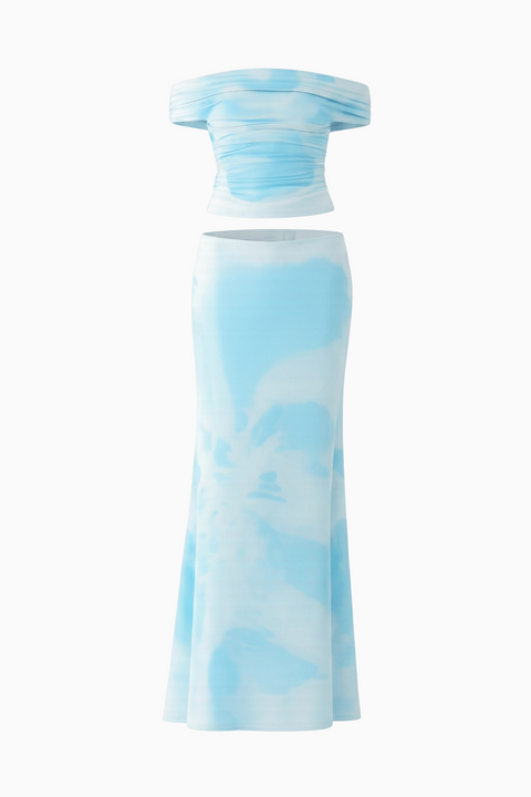 Blue Satin Slip Maxi Set