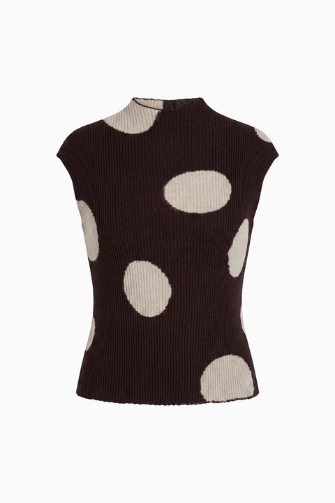 Polka Dot Mock Neck Knit Top