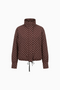 Brown Polka-Dot Stand-Collar Funnel Neck Jacket