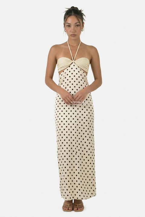 White Dot-Print Wrap Maxi