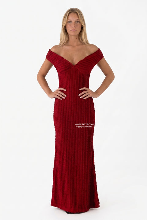 Red Deep-V Maxi Dress
