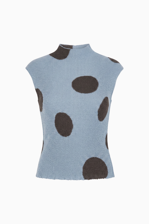 Polka Dot Mock Neck Knit Top