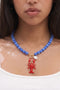 Blue Bead & Lobster Pendant Necklace