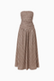 Brown Gingham Strapless Maxi Dress