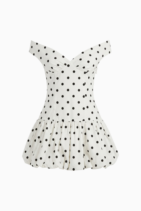 Retro Polka Dot Off-Shoulder Mini Dress