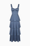 Dusty Blue Tiered Ruffle Maxi Dress