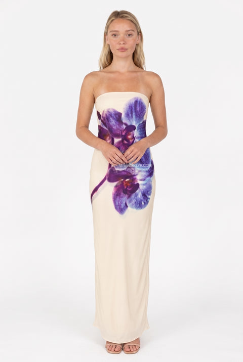 White Orchid Strapless Maxi Dress