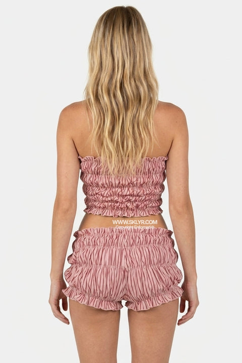 Stripe Smocked Tube Top & Shorts Set