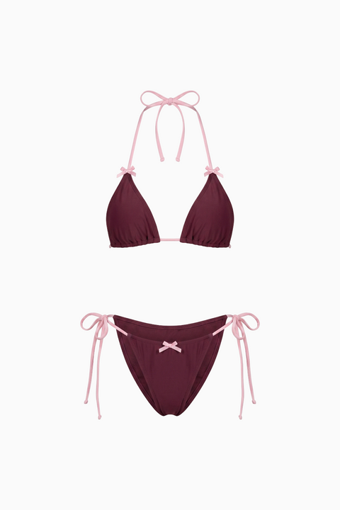 Burgundy Bow String Bikini