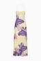 Yellow Purple Floral Bustier Maxi Dress