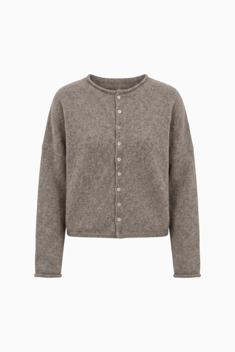 Soft Pink Button-Up Knit Cardigan
