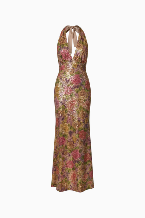 Floral Halterneck Maxi Dress