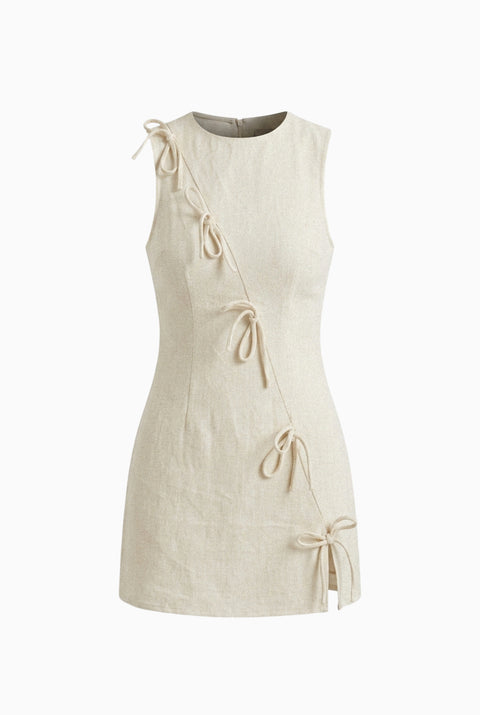 Cream Sleeveless Linen Mini