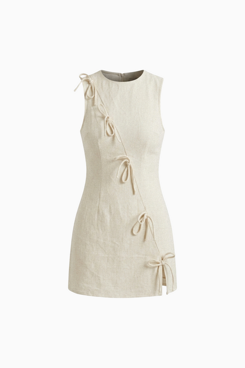 Cream Sleeveless Linen Mini
