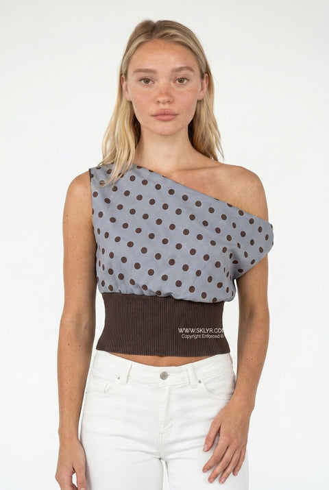 One-Shoulder Polka Dot Top