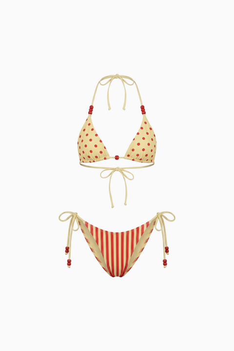 Yellow & Red Mixed Print Bikin
