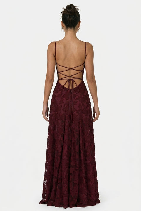 Burgundy Column Maxi Dress