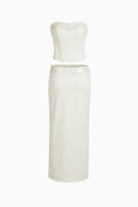 Ivory Sequin-Trimmed Formal Set