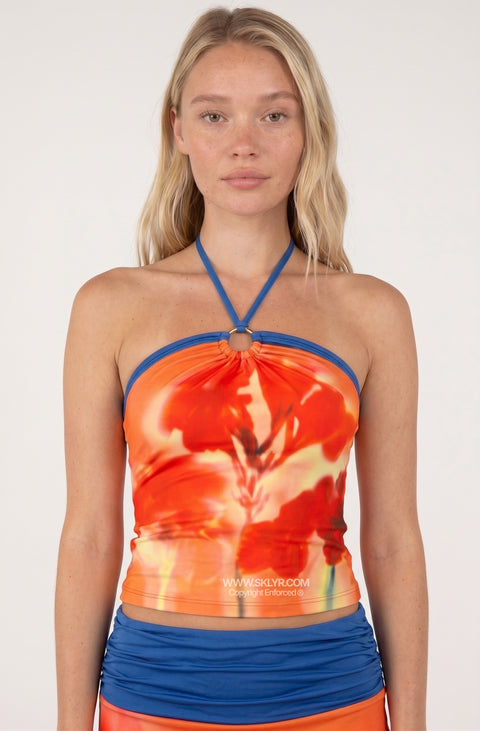 Orange Floral Halter Maxi Set