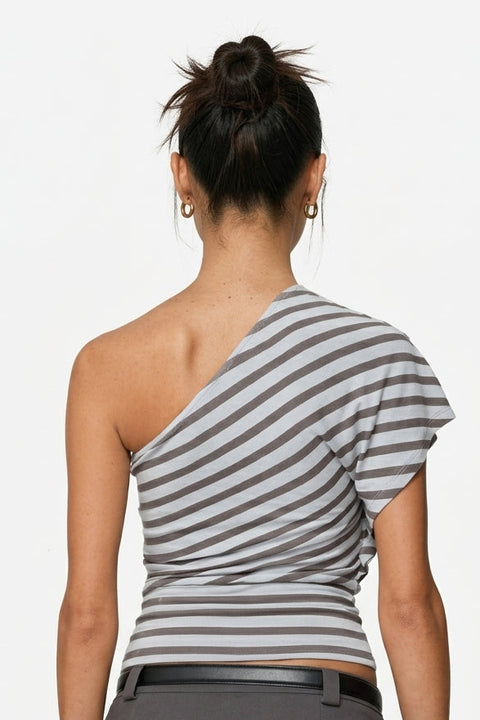 One-Shoulder Striped Asymmetrical Top