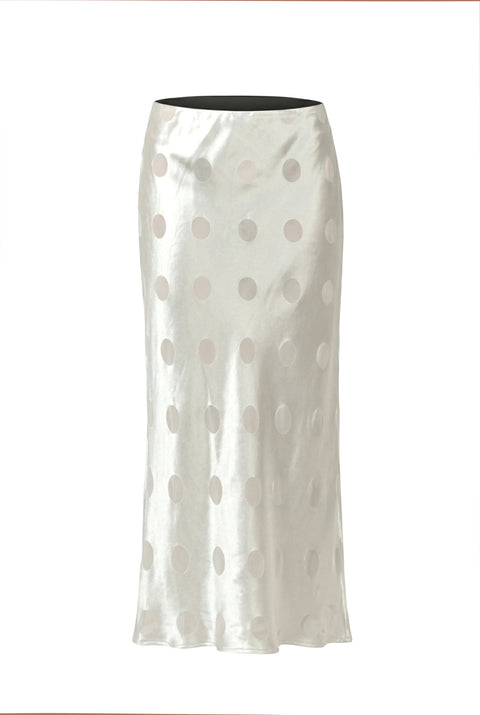 White Satin Polka Dot Skirt