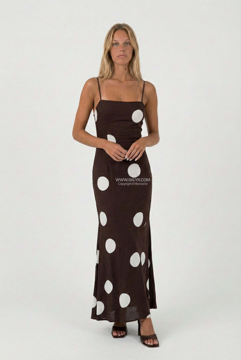 Black Polka Dot Slip Maxi Dress